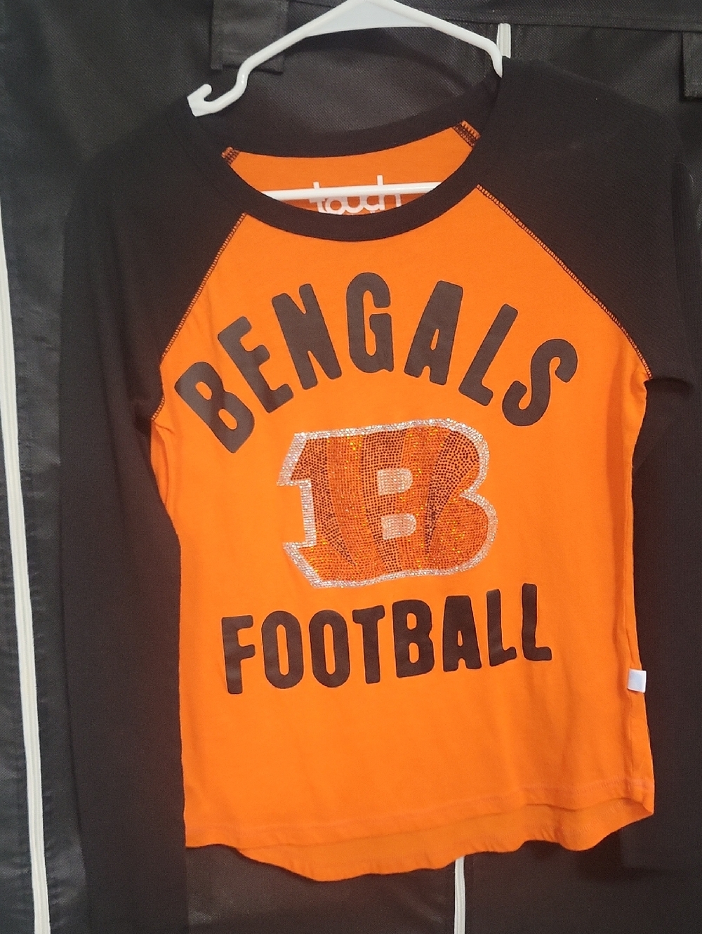 Bengals Diamond Football Womens Long-Sleeve Tee - Orange/Black
